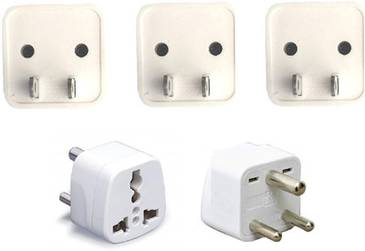 wroughton AX_488 Wroughton Pack of 5 Universal Traveller Conversion Plug 3 Pin and 2 Pin Socket Worldwide Adapter, Convert UK/US/EU/AU Power Adaptor 6-10 Amp Three Pin Plug(White)