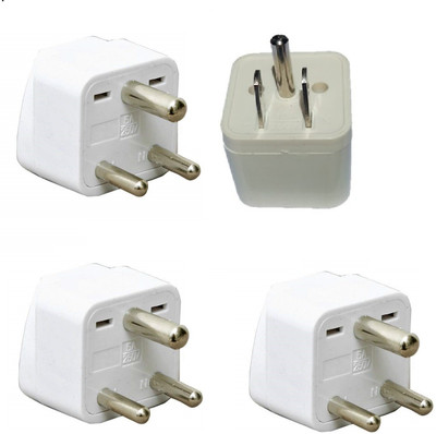 wroughton AX_474 Pack of 4 Universal Traveller Conversion Plug 3 Pin Socket Worldwide Adapter, Convert UK/US/EU/AU to India Power Adaptor 6-10 Amp Three Pin Plug(White)