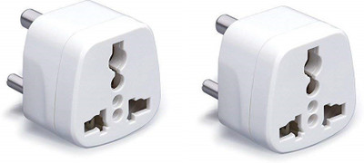 wroughton AX_461 Pack of 2 Universal Traveller Conversion Plug 3 Pin Socket Worldwide Adapter, Convert UK/US/EU/AU to India Power Adaptor 6 Amp Three Pin Plug(White)