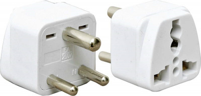 wroughton AX_484 Pack of 2 Universal Traveller Conversion Plug 3 Pin Socket Worldwide Adapter, Convert UK/US/EU/AU to India Power Adaptor 6 Amp Three Pin Plug(White)