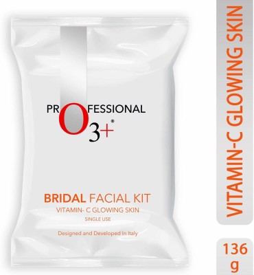 O3+ Bridal Facial Kit Vitamin C Glowing Skin for Bright & Radiant Complexion(10 x 13.6 g)