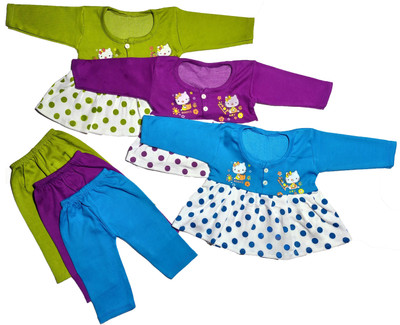 Baby Blossom Baby Boys & Baby Girls Casual Dress Pyjama(MULTICOLOR)