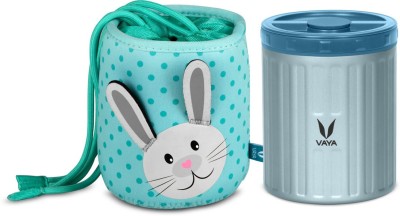 Vaya Preserve Kids LunchKit - 500 ml (1 x 500 ml) Blue Vacuum Insulated Stainless Steel Meal Container with Bunny Theme lunch Bag, Meal Jar, Portable Tiffin Box - 1 Containers Lunch Box(500 ml)