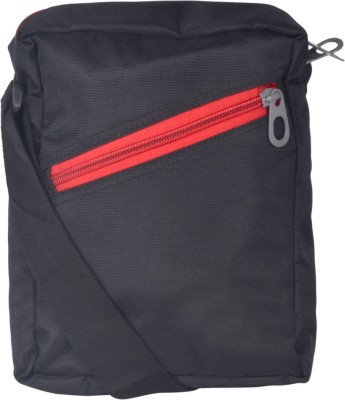 BAGS N PACKS Black, Red Sling Bag Smart Casual Cross Body Passport Messenger Sling Bag -Boys & Girls (Black/Red Clr)- BNP 095A