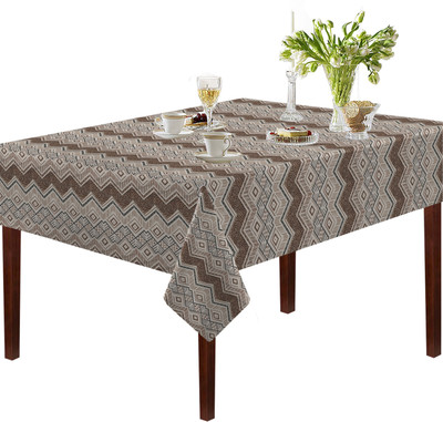 OASIS Abstract 6 Seater Table Cover(Brown, Cotton)