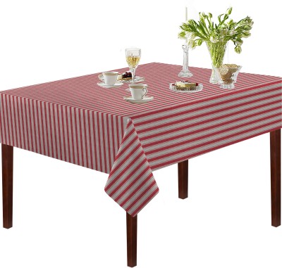 OASIS Striped 8 Seater Table Cover(Red, Cotton)