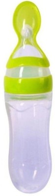 My New Born Multipurpose Silicone Feeding Bottle with feeding spoon for food feeding-Green - 90 ml(Green)