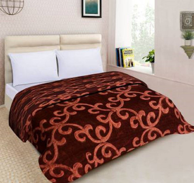 AUBORON Self Design Double Quilt for  Heavy Winter(Microfiber, Brown)