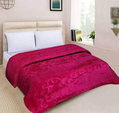 ACZO FEEL Self Design Single Mink Blanket for  Mild Winter(Microfiber, Maroon)