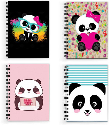 VPRINT QUALITY panda notebooks for girls A5 Notebook Unruled 160 Pages(Multicolor, Pack of 4)