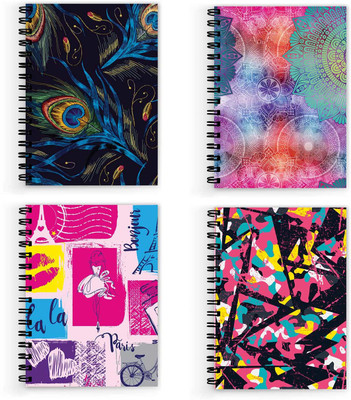 VPRINT QUALITY textured notebook A5 Notebook Unruled 160 Pages(Multicolor, Pack of 4)