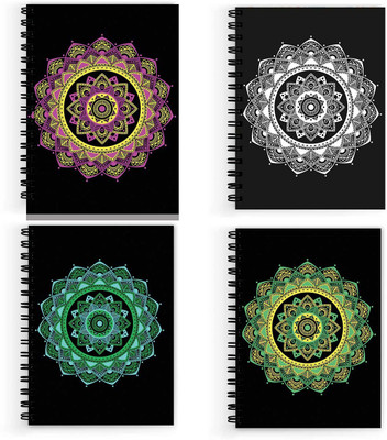 VPRINT QUALITY mandala notebooks and journals A5 Notebook Unruled 160 Pages(Multicolor, Pack of 4)