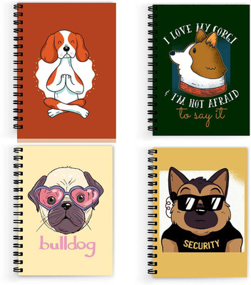 VPRINT QUALITY notebook dog lined A5 Notebook Unruled 160 Pages(Multicolor, Pack of 4)
