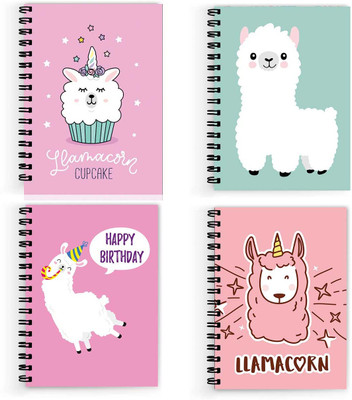 VPRINT QUALITY no prob llama notebook A5 Notebook Unruled 160 Pages(Multicolor, Pack of 4)