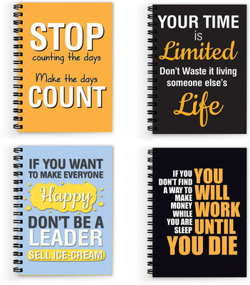 VPRINT QUALITY motivational notebook for women A5 Notebook Unruled 160 Pages(Multicolor, Pack of 4)