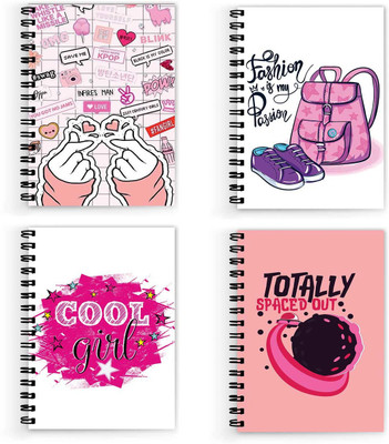 VPRINT QUALITY notebook girl cute A5 Notebook Unruled 160 Pages(Multicolor, Pack of 4)