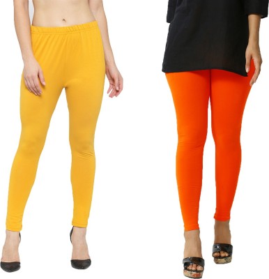 FUBAR Ankle Length Ethnic Wear Legging(Orange, Yellow, Solid)