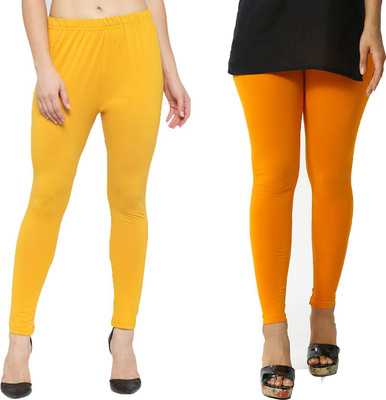 FUBAR Ankle Length Ethnic Wear Legging(Orange, Yellow, Solid)