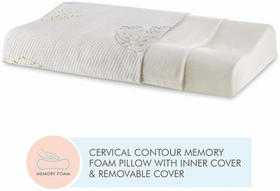 The White Willow Queen Size Cervical Contour Memory Foam Motifs Orthopaedic Pillow Pack of 1(Multicolor)