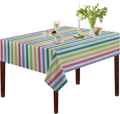 OASIS Cotton 8 Seater Striped Table Cover(Multicolor)