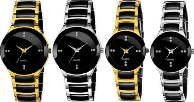 RBGIIT STORE Black Gold Silver Multicolor Tone Men Combo 4 Watches Combo IIK Series Watch Collection Items Analog Watch - For Men & Women