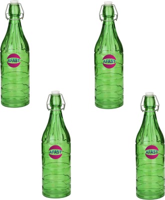 Somil Glass Water And Milk Bottle With Transparent Inner View, 1000Ml, Pack Of 4 1000 ml Bottle(Pack of 4, Green, Glass)