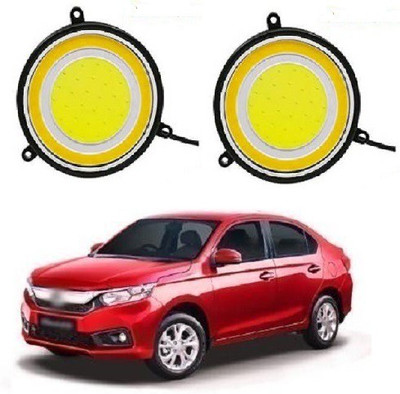 ACCESSOREEZ Round Shape COB LED DAYTIME RUNNING LIGHT ( DRL ) GXP14 Waterproof Car Fancy Lights ( WHITE , YELLOW ) Car Fancy Lights(White)