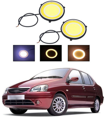 PECUNIA CAR DRL Daytime Running Light Flexible Round Shape White LED Lights Driving lamp COB Lights car-Styling 2PCS 12V DC for All Cars V218 Fog Lamp Car LED for Tata (12 V, 12 W)(Universal For Car, Pack of 2)