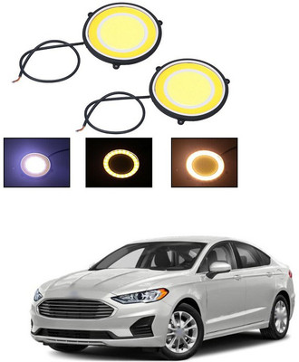 PECUNIA CAR DRL Daytime Running Light Flexible Round Shape White LED Lights Driving lamp COB Lights car-Styling 2PCS 12V DC for All Cars V59 Fog Lamp Car LED for Ford (12 V, 12 W)(Fusion, Pack of 2)