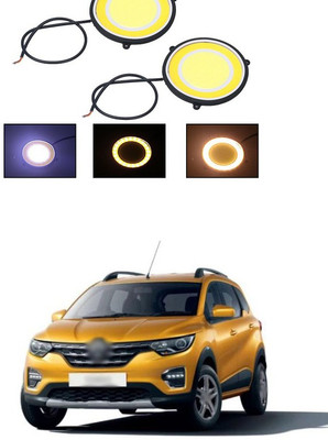 PECUNIA CAR DRL Daytime Running Light Flexible Round Shape White LED Lights Driving lamp COB Lights car-Styling 2PCS 12V DC for All Cars V199 Fog Lamp Car LED for Renault (12 V, 12 W)(Universal For Car, Pack of 2)
