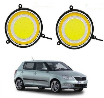 ACCESSOREEZ Round Shape COB LED DAYTIME RUNNING LIGHT ( DRL ) GXP10 Waterproof Car Fancy Lights ( WHITE , YELLOW ) Car Fancy Lights(White)