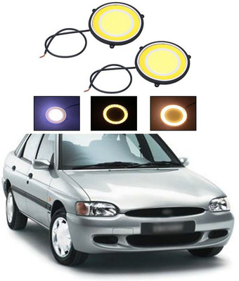 PECUNIA CAR DRL Daytime Running Light Flexible Round Shape White LED Lights Driving lamp COB Lights car-Styling 2PCS 12V DC for All Cars V22 Fog Lamp Car LED for Ford (12 V, 12 W)(Escort, Pack of 2)