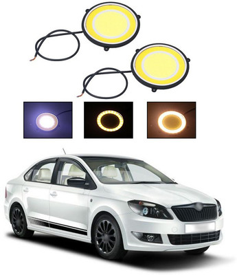 PECUNIA CAR DRL Daytime Running Light Flexible Round Shape White LED Lights Driving lamp COB Lights car-Styling 2PCS 12V DC for All Cars V204 Fog Lamp Car LED for Skoda (12 V, 12 W)(Rapid, Pack of 2)