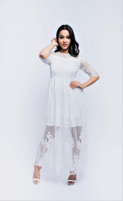 ANVI Be Yourself Women A-line White Dress