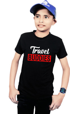 Widersoft Boys & Girls Typography Cotton Blend Regular T Shirt(Black, Pack of 1)