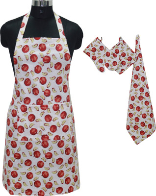 OASIS Red Cotton Kitchen Linen Set(Pack of 4)