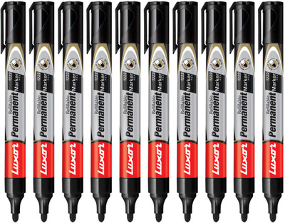 LUXOR Refillable Black Permanent Marker(Set of 10, Black)