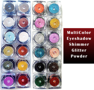 VOZWA Multicolor Shining Shimmer Glitter Powder Face + Body + Eyes 24 Pcs(MultiColor)