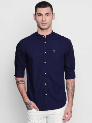 FUBAR Men Solid Casual Blue Shirt