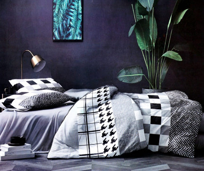 SPSON'S HANDLOOM Cotton Double Flat 220 TC Abstract Bedsheet(Pack of 1, Black)
