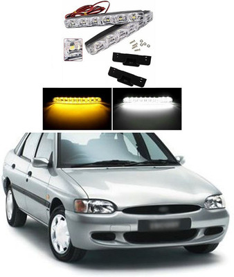 PECUNIA DRL 6 LED with Turn Indicator Function Daytime Running Lights(2pc, 12V DC)(White and Amber) CC22 Headlight Car LED for Ford (12 V, 24 W)(Escort, Pack of 2)