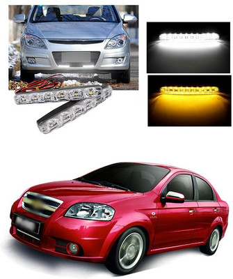 XZRTZ Car DRL 6 LED With Turn Indicator Function Daytime Running Lights(2pc, 12V DC White,Yellow) V3 Headlight Car LED for Chevrolet (12 V, 24 W)(Aveo, Pack of 2)