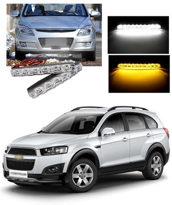 XZRTZ Car DRL 6 LED With Turn Indicator Function Daytime Running Lights(2pc, 12V DC White,Yellow) V9 Headlight Car LED for Chevrolet (12 V, 24 W)(Captiva, Pack of 2)