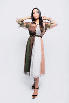ANVI Be Yourself Women Fit and Flare Multicolor Dress