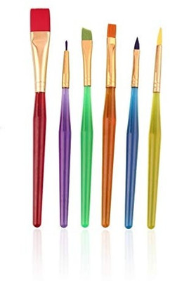noble foods Set of 6 Different Sizes Synthetic Flat Paint Brush for Oil, Nail Brush , Artist Acrylic Painting(Multicolor)