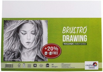 BRuSTRO sketching loose sheets A4 200 gsm Drawing Paper(Set of 50, white drawing and sketching)