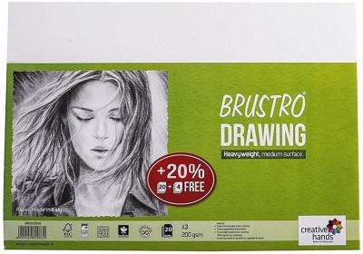 BRuSTRO drawing and sketching loose sheets A3 200 gsm Drawing Paper(Set of 24, White)