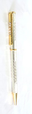 Epraiser Brass Made with Gold Parts Slim Diamond Studded Premium looks Roller Ball Pen(Ink Color - Blue)