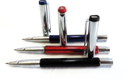 Epraiser Brass Made with Chrome Parts The Trio Professional Looks ( 3pcs) Roller Ball Pen(Ink Color - Blue)