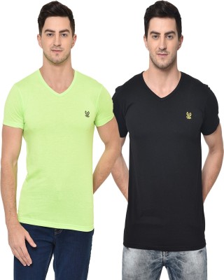 VIMAL JONNEY Solid Men V Neck Multicolor T-Shirt